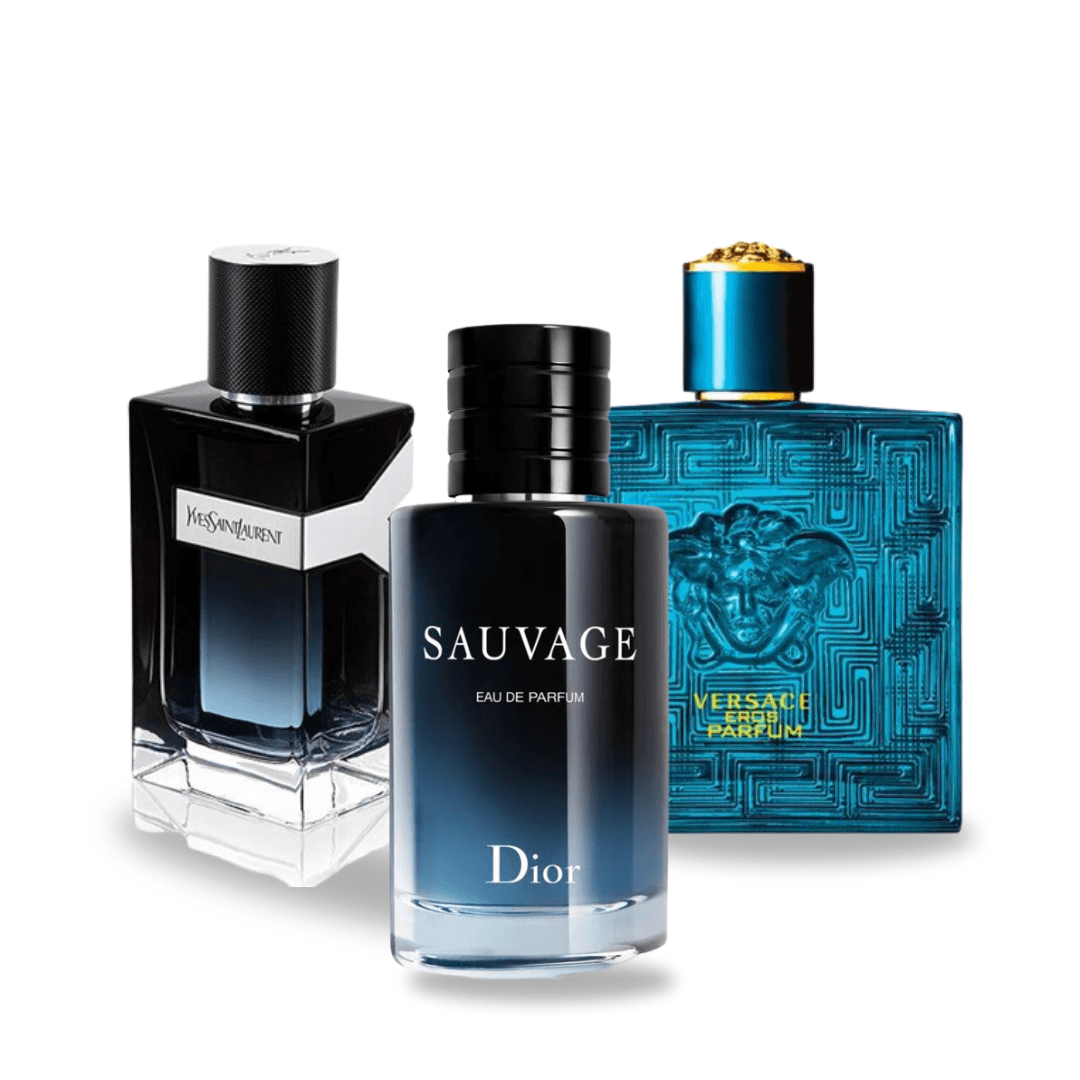 Paket mit 3 Parfums: Dior SAUVAGE, Yves Saint Laurent Y MEN, Versace EROS