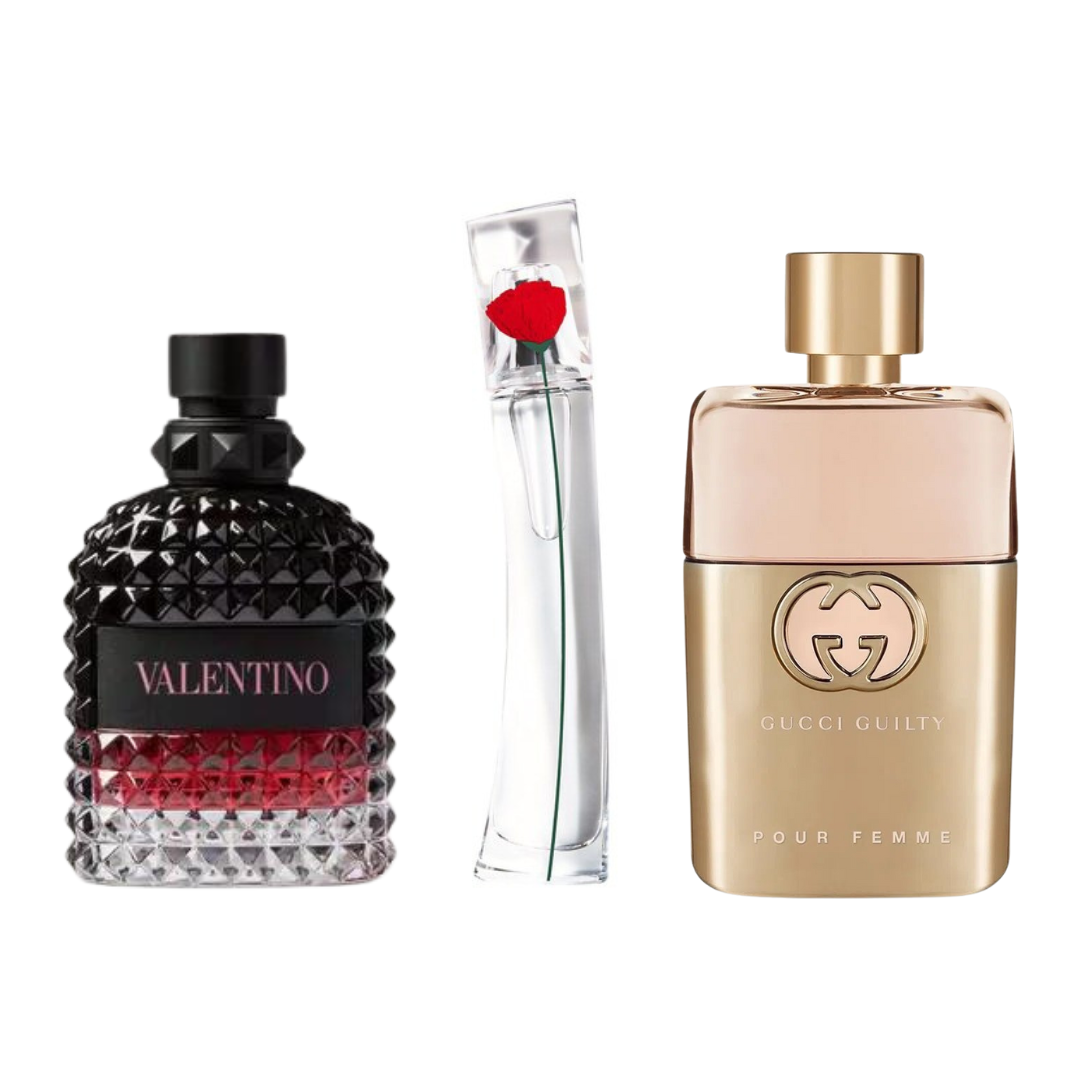 Paket mit 3 Parfums: Gucci Guilty, Valentino Intense, Flower By Kenzo (Eau de Parfum)